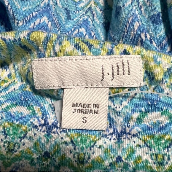 J. Jill Blue/Green Ikat Geometric Maxi Dress Size Small Beach Resort Coastal - Picture 6 of 8